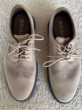 Cole Haan ØriginalGrand Stitchlite Men’s 7.5M Perforated Oxford Shoes Beige Blue